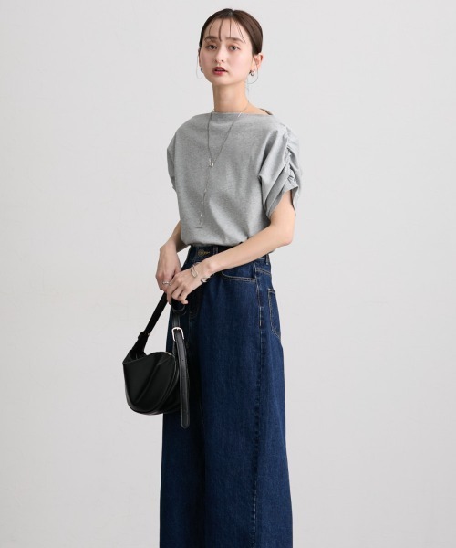 nissen(ニッセン)の「綿100%オフショルダートップス(Tシャツ/カットソー・レディース・ブラック/杢グレー/ミント・LL/L/M/S)」の18枚目の写真