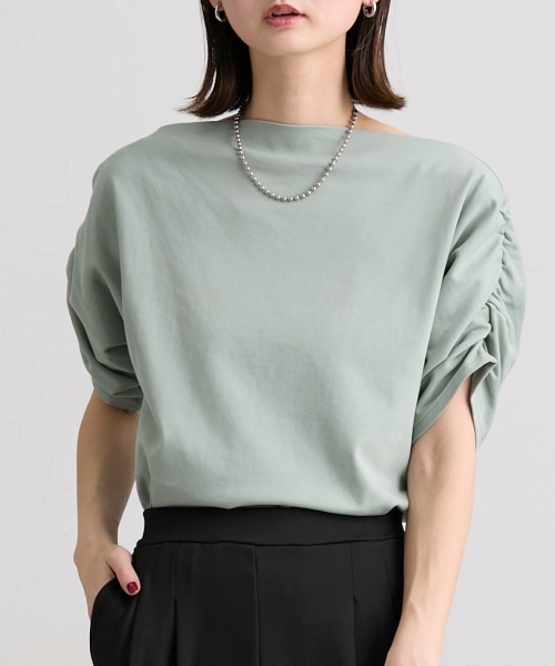 nissen(ニッセン)の「綿100%オフショルダートップス(Tシャツ/カットソー・レディース・ブラック/杢グレー/ミント・LL/L/M/S)」の20枚目の写真