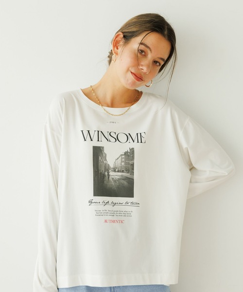 BAYFLOW（ベイフロー）の「[シルキータッチの肌触り]アソートロゴロングスリーブT（Tシャツ/カットソー・レディース・カーキ/ブラック/ベージュ/オフホワイト・MEDIUM/SMALL）」の11枚目の写真