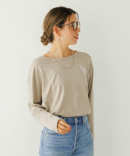 BAYFLOW（ベイフロー）の「[シルキータッチの肌触り]アソートロゴロングスリーブT（Tシャツ/カットソー・レディース・カーキ/ブラック/ベージュ/オフホワイト・MEDIUM/SMALL）」の19枚目の写真