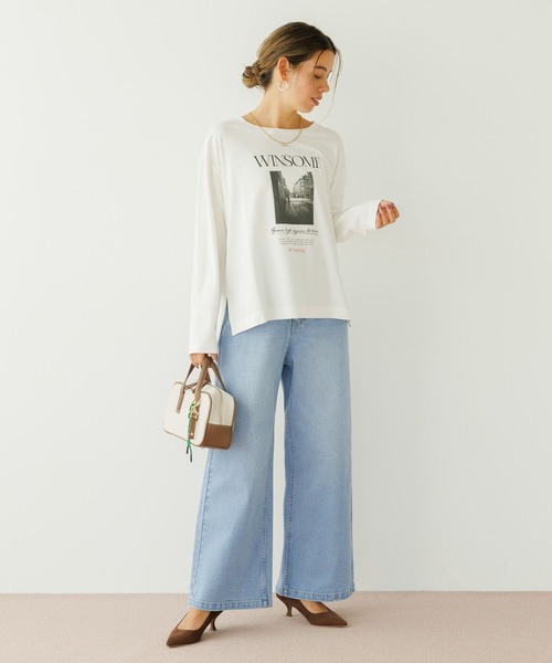 BAYFLOW（ベイフロー）の「[シルキータッチの肌触り]アソートロゴロングスリーブT（Tシャツ/カットソー・レディース・カーキ/ブラック/ベージュ/オフホワイト・MEDIUM/SMALL）」の22枚目の写真