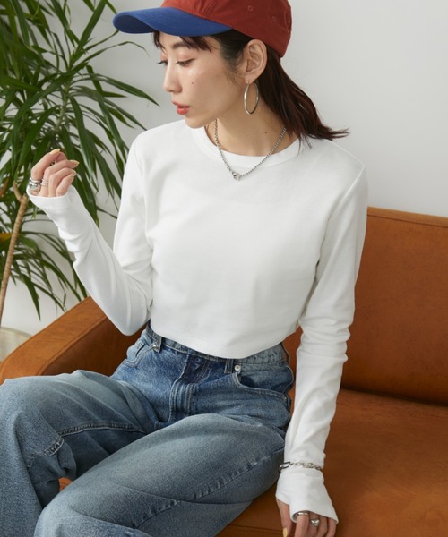Auntie Rosa Holiday(アンティローザホリデー)の「フライスクロップドプルオーバー(Tシャツ/カットソー・レディース・チャコールグレー/ブラック/オフホワイト・FREE)」の2枚目の写真