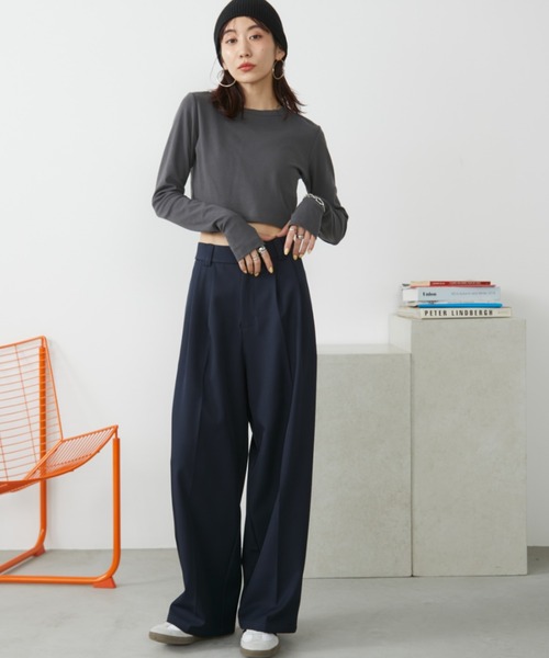 Auntie Rosa Holiday(アンティローザホリデー)の「フライスクロップドプルオーバー(Tシャツ/カットソー・レディース・チャコールグレー/ブラック/オフホワイト・FREE)」の8枚目の写真