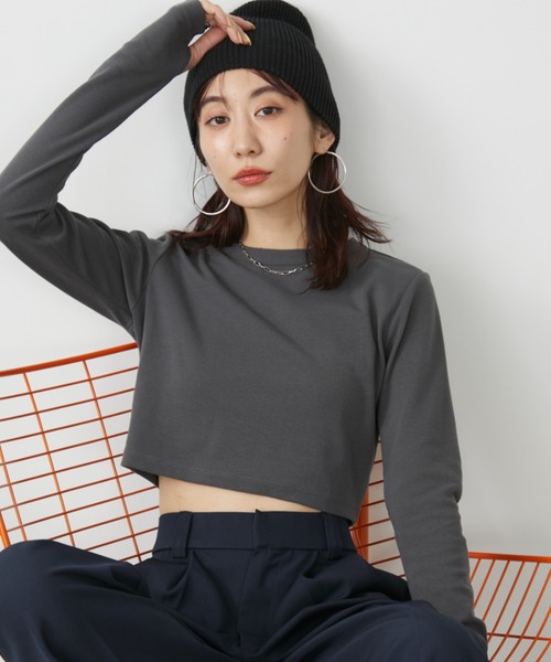 Auntie Rosa Holiday(アンティローザホリデー)の「フライスクロップドプルオーバー(Tシャツ/カットソー・レディース・チャコールグレー/ブラック/オフホワイト・FREE)」の13枚目の写真