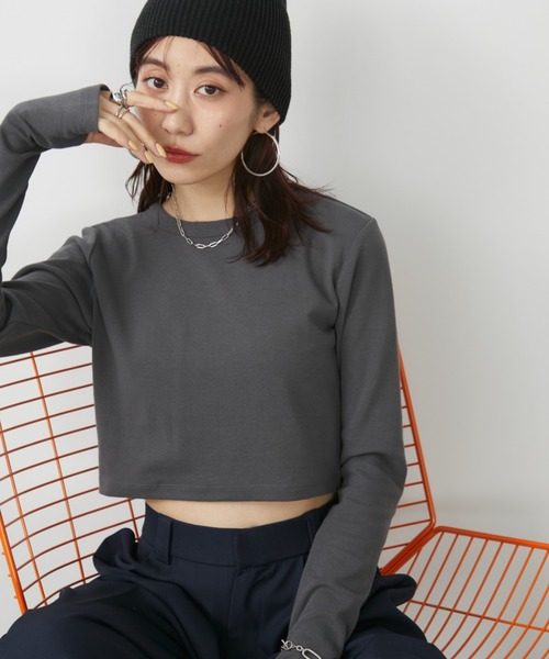 Auntie Rosa Holiday(アンティローザホリデー)の「フライスクロップドプルオーバー(Tシャツ/カットソー・レディース・チャコールグレー/ブラック/オフホワイト・FREE)」の12枚目の写真