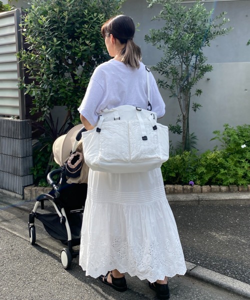 【最終お値下げ】ショルダー付き7ポケットキルティングマザーズバッグ　Lサイズ 洗濯機洗い可能】ショルダー付き7ポケットキルティングマザーズバッグ