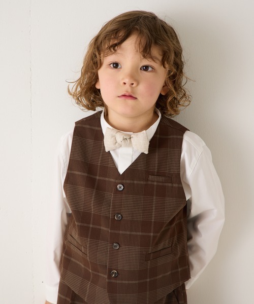 riziere（リジェール）の「リネン蝶ネクタイ（ボタン取り外しシャツ対応）（蝶ネクタイ・キッズ・ブラウン/ピンクベージュ/ナチュラル・FREE）」の12枚目の写真