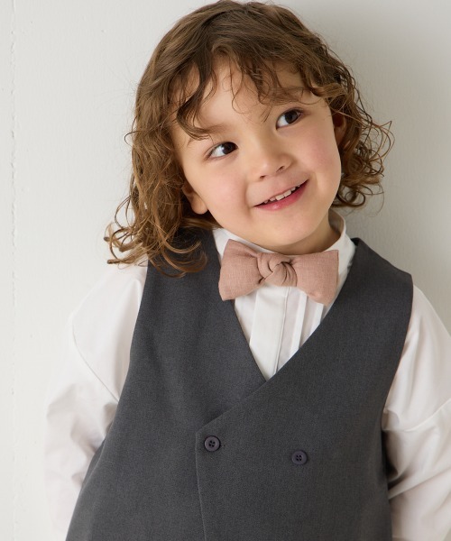 riziere（リジェール）の「リネン蝶ネクタイ（ボタン取り外しシャツ対応）（蝶ネクタイ・キッズ・ブラウン/ピンクベージュ/ナチュラル・FREE）」の13枚目の写真