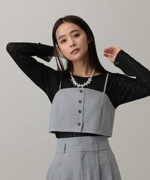 GLOBAL WORK（グローバルワーク）の「MATINEE LINE/カセットアップビスチェ/282514（ベスト・レディース・ライトベージュ/モカ/グレー・LARGE/MEDIUM）」の2枚目の写真