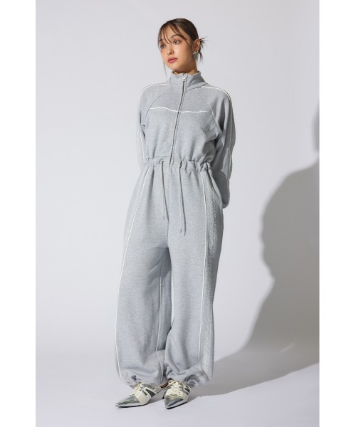 セール】フロントジップサイドラインロンパース 春服（パンツ