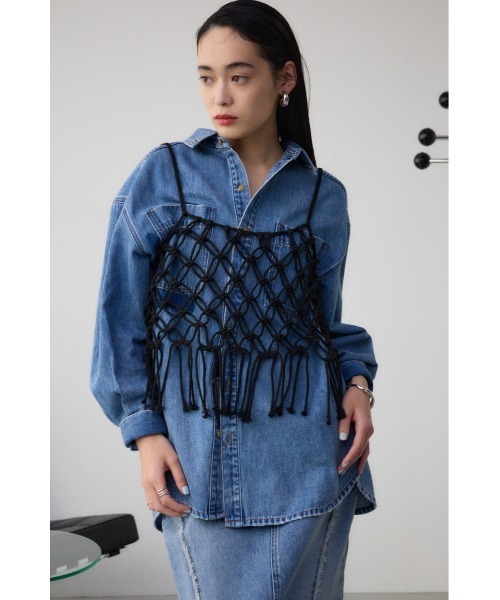 AZUL by moussy（アズールバイマウジー）の「マクラメキャミソール（キャミソール・レディース・アイボリー/ブラック・FREE）」の14枚目の写真