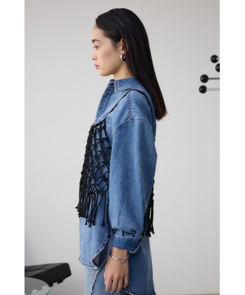 AZUL by moussy（アズールバイマウジー）の「マクラメキャミソール（キャミソール・レディース・アイボリー/ブラック・FREE）」の5枚目の写真