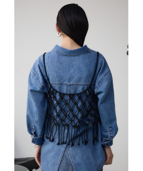 AZUL by moussy（アズールバイマウジー）の「マクラメキャミソール（キャミソール・レディース・アイボリー/ブラック・FREE）」の6枚目の写真