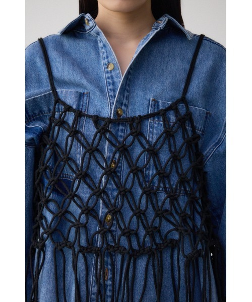 AZUL by moussy（アズールバイマウジー）の「マクラメキャミソール（キャミソール・レディース・アイボリー/ブラック・FREE）」の7枚目の写真