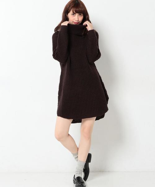 Another Edition（アナザーエディション）の「ローゲージワッフルワンピース/AEBC AC/W LGG ワッフル OP◆（ワンピース・レディース・グレー/オフホワイト/ブラウン・フリー）」の16枚目の写真