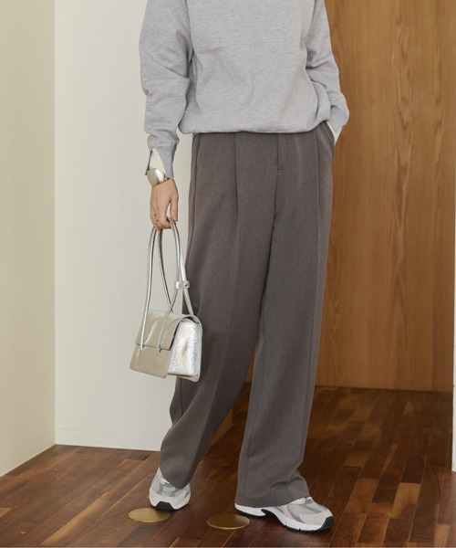 ANGIE(アンジー)の「ハイウエスト センタープレス スラックスパンツ(スラックス・レディース・杢グレー/ブラック/アイボリー・LARGE/MEDIUM/SMALL)」の3枚目の写真