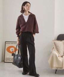 ANGIE | ハイウエスト センタープレス スラックスパンツ(スラックス)