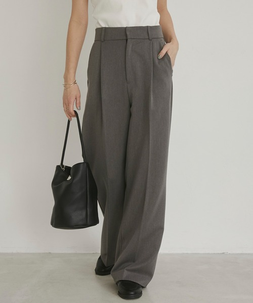 ANGIE(アンジー)の「ハイウエスト センタープレス スラックスパンツ(スラックス・レディース・杢グレー/ブラック/アイボリー・LARGE/MEDIUM/SMALL)」の4枚目の写真