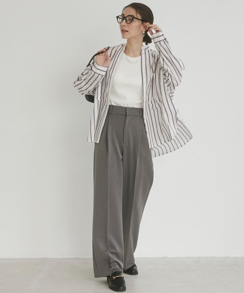 ANGIE(アンジー)の「ハイウエスト センタープレス スラックスパンツ(スラックス・レディース・杢グレー/ブラック/アイボリー・LARGE/MEDIUM/SMALL)」の10枚目の写真