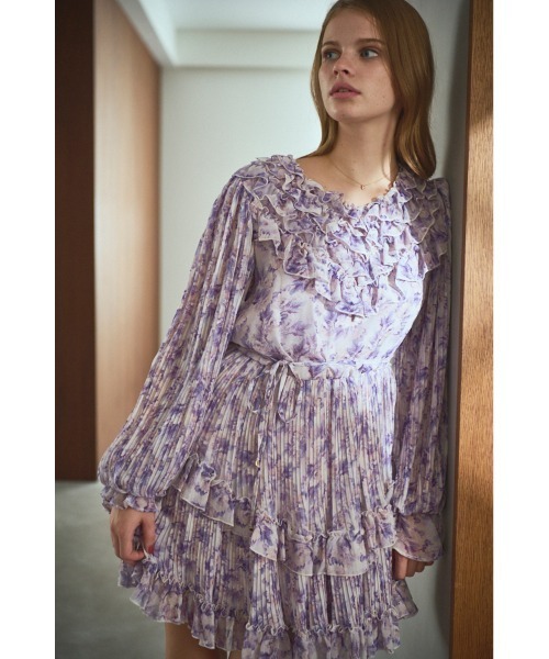 セール】Zola Floral Dress ラッフルプリーツプリントミニマム
