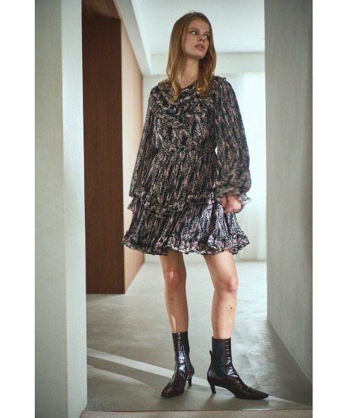 セール】Zola Floral Dress ラッフルプリーツプリントミニマムドレス