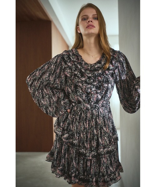 セール】Zola Floral Dress ラッフルプリーツプリントミニマムドレス
