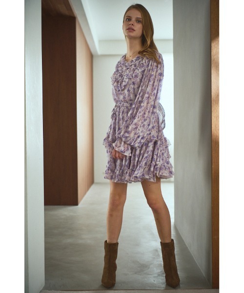 セール】Zola Floral Dress ラッフルプリーツプリントミニマムドレス