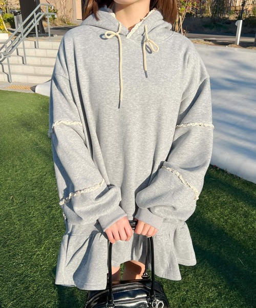 frunco（フランコ）の「スエットパーカーミニワンピース（ワンピース・レディース・ブラック/グレー・FREE）」の12枚目の写真