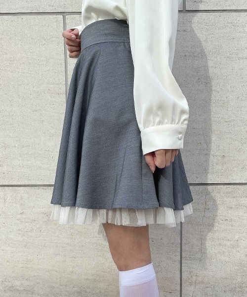 F i.n.t（フィント）の「裾チュールサーキュラーミニスカート/fint