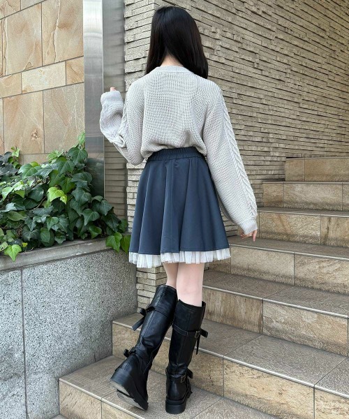 F i.n.t(フィント)の「裾チュールサーキュラーミニスカート/fint フィント(スカート・レディース・オフホワイト/ブラック/グレー/ネイビー・FREE)」の21枚目の写真