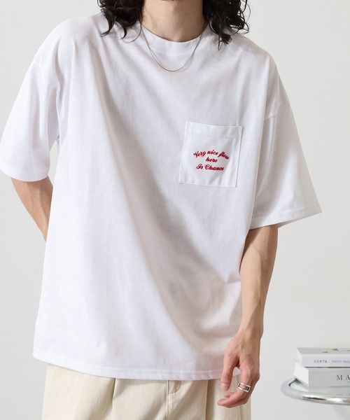 FUNALIVE(ファンアライブ)の「ワンポイント刺繍 ワイドTシャツ(Tシャツ/カットソー・メンズ・ホワイト/ブラック/ネイビー/インディゴブルー/ライトブラック/スミクロ/ホワイト系その他2/ホワイト系その他3/ホワイト系その他4/ホワイト系その他5/ブラック系その他2/ブラック系その他3/ブラック系その他4/ブラック系その他5/杢グレー/ホワイト系その他6/ブラック系1・LL/M/L)」の4枚目の写真