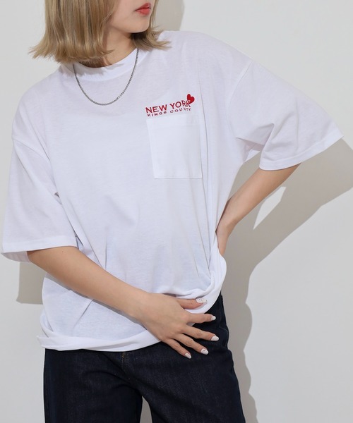 FUNALIVE(ファンアライブ)の「ワンポイント刺繍 ワイドTシャツ(Tシャツ/カットソー・メンズ・ホワイト/ブラック/ネイビー/インディゴブルー/ライトブラック/スミクロ/ホワイト系その他2/ホワイト系その他3/ホワイト系その他4/ホワイト系その他5/ブラック系その他2/ブラック系その他3/ブラック系その他4/ブラック系その他5/杢グレー/ホワイト系その他6/ブラック系1・LL/M/L)」の5枚目の写真