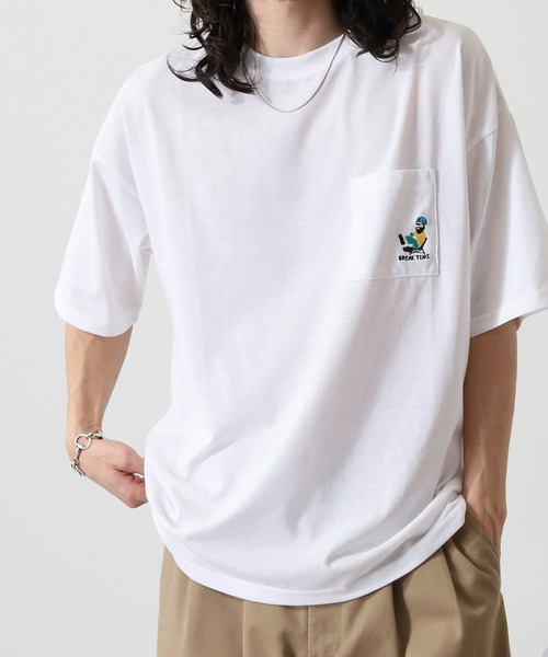 FUNALIVE(ファンアライブ)の「ワンポイント刺繍 ワイドTシャツ(Tシャツ/カットソー・メンズ・ホワイト/ブラック/ネイビー/インディゴブルー/ライトブラック/スミクロ/ホワイト系その他2/ホワイト系その他3/ホワイト系その他4/ホワイト系その他5/ブラック系その他2/ブラック系その他3/ブラック系その他4/ブラック系その他5/杢グレー/ホワイト系その他6/ブラック系1・LL/M/L)」の6枚目の写真