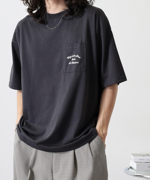 FUNALIVE(ファンアライブ)の「ワンポイント刺繍 ワイドTシャツ(Tシャツ/カットソー・メンズ・ホワイト/ブラック/ネイビー/インディゴブルー/ライトブラック/スミクロ/ホワイト系その他2/ホワイト系その他3/ホワイト系その他4/ホワイト系その他5/ブラック系その他2/ブラック系その他3/ブラック系その他4/ブラック系その他5/杢グレー/ホワイト系その他6/ブラック系1・LL/M/L)」の11枚目の写真