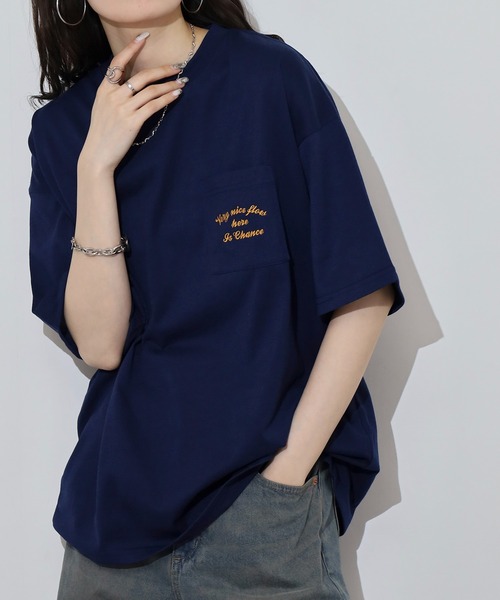 FUNALIVE(ファンアライブ)の「ワンポイント刺繍 ワイドTシャツ(Tシャツ/カットソー・メンズ・ホワイト/ブラック/ネイビー/インディゴブルー/ライトブラック/スミクロ/ホワイト系その他2/ホワイト系その他3/ホワイト系その他4/ホワイト系その他5/ブラック系その他2/ブラック系その他3/ブラック系その他4/ブラック系その他5/杢グレー/ホワイト系その他6/ブラック系1・LL/M/L)」の22枚目の写真