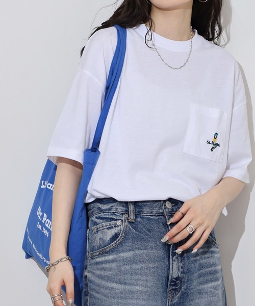 FUNALIVE(ファンアライブ)の「ワンポイント刺繍 ワイドTシャツ(Tシャツ/カットソー・メンズ・ホワイト/ブラック/ネイビー/インディゴブルー/ライトブラック/スミクロ/ホワイト系その他2/ホワイト系その他3/ホワイト系その他4/ホワイト系その他5/ブラック系その他2/ブラック系その他3/ブラック系その他4/ブラック系その他5/杢グレー/ホワイト系その他6/ブラック系1・LL/M/L)」の19枚目の写真