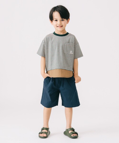 B:MING by BEAMS（ビーミングバイビームス）の「ツータック ショート パンツ 2025SS（100～140cm）（その他パンツ・キッズ・ネイビー/ベージュ/グリーン・100/140/130/110/120）」の4枚目の写真