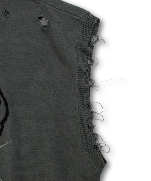 GALFY（ガルフィー）の「【GALFY/ガルフィー】スパイダー染め染めニットベスト（ベスト・メンズ・ブラウン/ブラック/レッド・XL/L）」の12枚目の写真