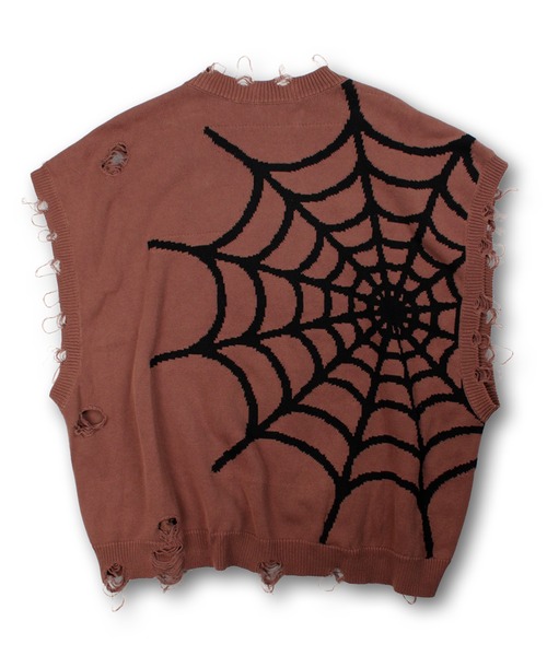 GALFY（ガルフィー）の「【GALFY/ガルフィー】スパイダー染め染めニットベスト（ベスト・メンズ・ブラウン/ブラック/レッド・XL/L）」の8枚目の写真