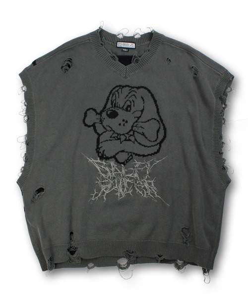 GALFY（ガルフィー）の「【GALFY/ガルフィー】スパイダー染め染めニットベスト（ベスト・メンズ・ブラウン/ブラック/レッド・XL/L）」の5枚目の写真