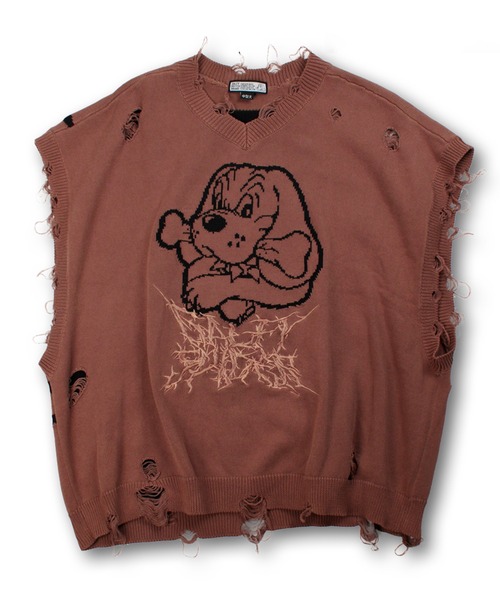 セール】【GALFY/ガルフィー】スパイダー染め染めニットベスト（ベスト