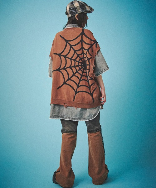 GALFY（ガルフィー）の「【GALFY/ガルフィー】スパイダー染め染めニットベスト（ベスト・メンズ・ブラウン/ブラック/レッド・XL/L）」の18枚目の写真