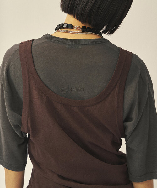 Whim Gazette(ウィムガゼット)の「【GEMINI】レイヤードノースリニット(ニット/セーター・レディース・ブラウン/ブラック・FREE)」の14枚目の写真