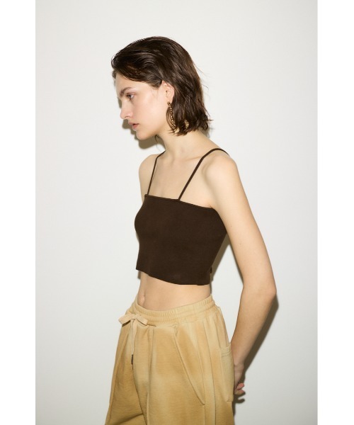 THROW by SLY（スローバイスライ）の「THROW CROP 2WAY HG CAMI クロップ ツーウェイ ハイゲージ キャミ（キャミソール・レディース・ホワイト/ブラウン/ブラック・FREE）」の4枚目の写真