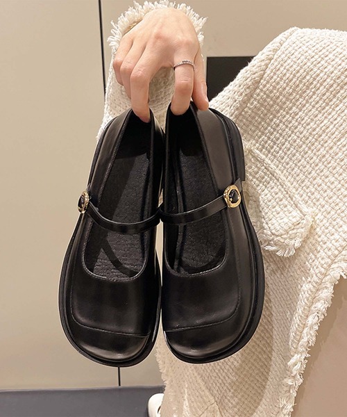 shoes365（シューズスリーシックスファイヴ）の「【shoes 365】メリージェーンスクエアトゥシューズ（ローファー・レディース・ブラック/オフホワイト・24.0cm/23.5cm/23.0cm/22.5cm/25.0cm/24.5cm）」の9枚目の写真