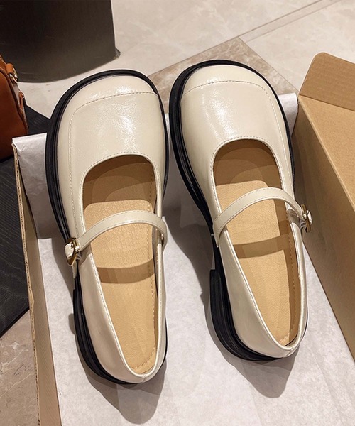 shoes365（シューズスリーシックスファイヴ）の「【shoes 365】メリージェーンスクエアトゥシューズ（ローファー・レディース・ブラック/オフホワイト・24.0cm/23.5cm/23.0cm/22.5cm/25.0cm/24.5cm）」の14枚目の写真