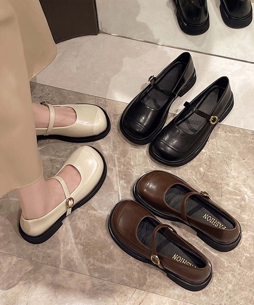 shoes365（シューズスリーシックスファイヴ）の「【shoes 365】メリージェーンスクエアトゥシューズ（ローファー・レディース・ブラック/オフホワイト・24.0cm/23.5cm/23.0cm/22.5cm/25.0cm/24.5cm）」の10枚目の写真
