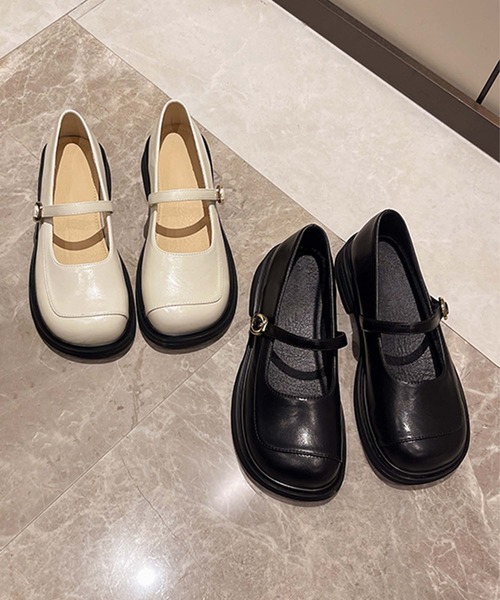 shoes365（シューズスリーシックスファイヴ）の「【shoes 365】メリージェーンスクエアトゥシューズ（ローファー・レディース・ブラック/オフホワイト・24.0cm/23.5cm/23.0cm/22.5cm/25.0cm/24.5cm）」の15枚目の写真