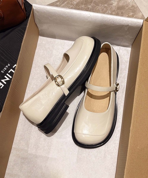 shoes365（シューズスリーシックスファイヴ）の「【shoes 365】メリージェーンスクエアトゥシューズ（ローファー・レディース・ブラック/オフホワイト・24.0cm/23.5cm/23.0cm/22.5cm/25.0cm/24.5cm）」の16枚目の写真