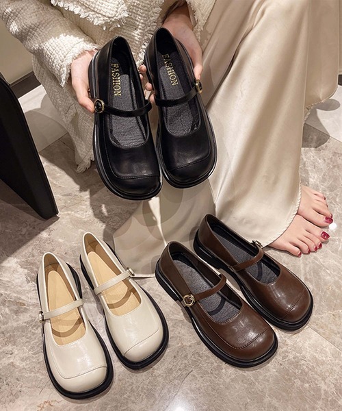 shoes365（シューズスリーシックスファイヴ）の「【shoes 365】メリージェーンスクエアトゥシューズ（ローファー・レディース・ブラック/オフホワイト・24.0cm/23.5cm/23.0cm/22.5cm/25.0cm/24.5cm）」の19枚目の写真